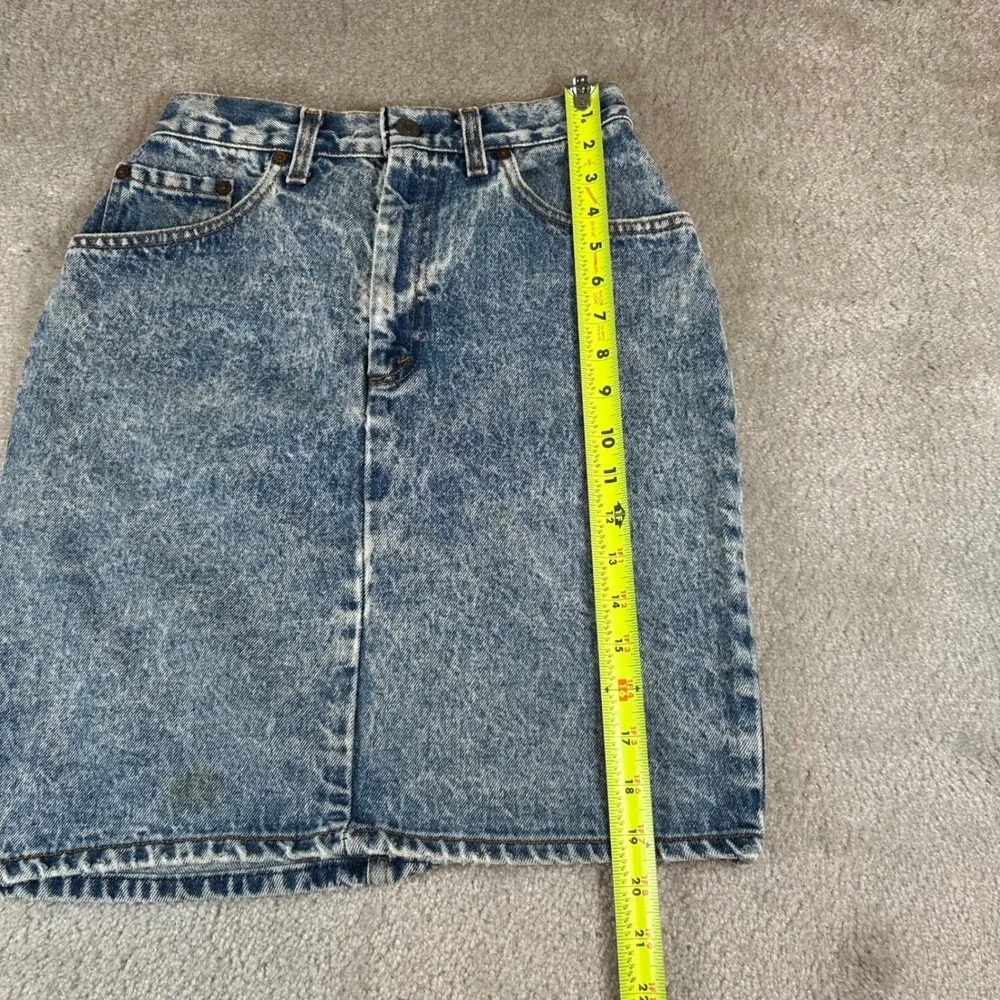 Vintage 80s 97505 Levi's Denim Skirt Womens 7 Blue Acid Wash High Waist USA Rare